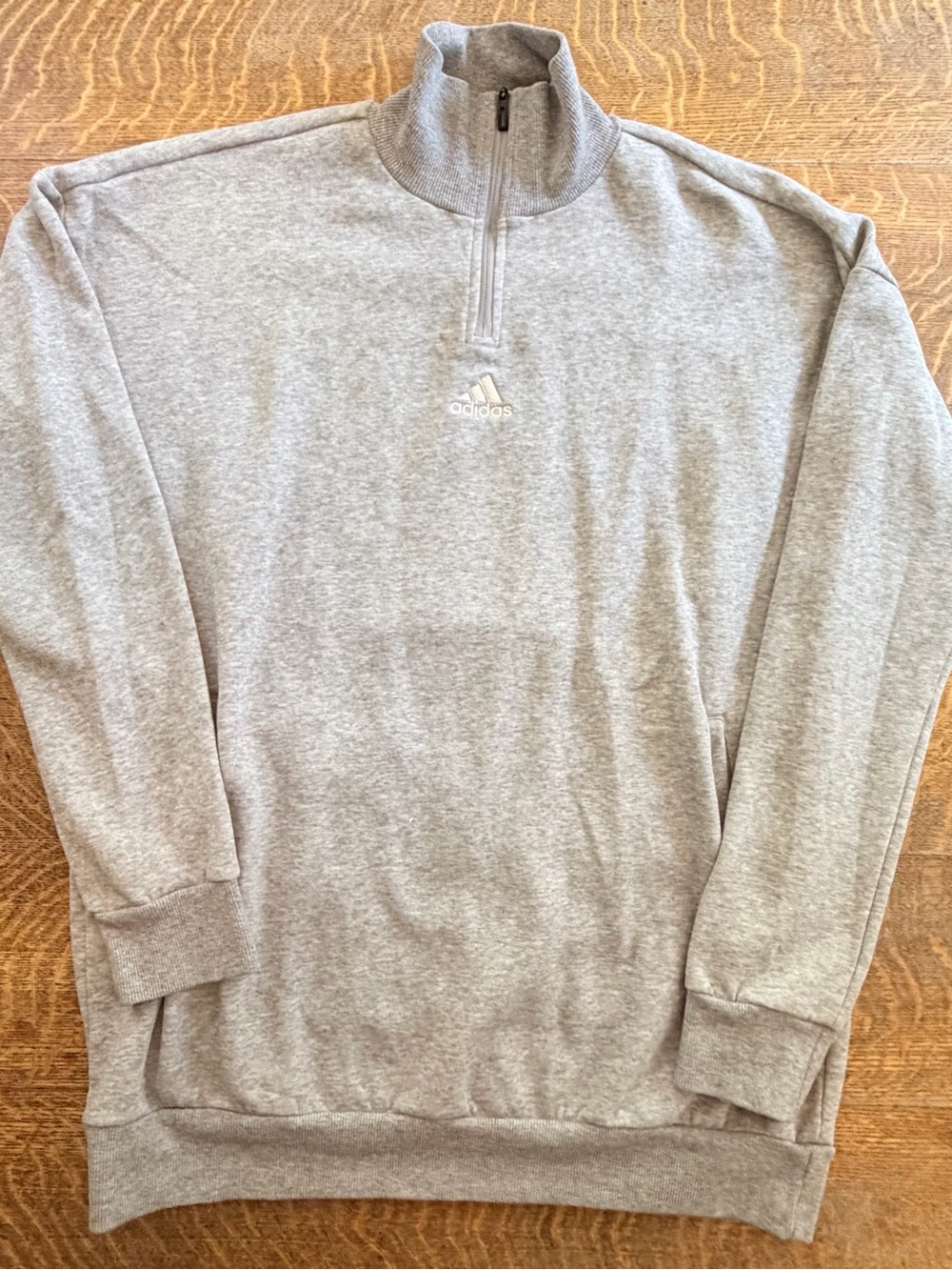 Adidas Mens Heather Gray Half-Zip Pullover